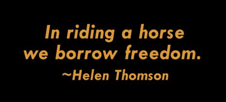 In riding a horse we borrow freedom.